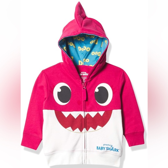 Pinkfong Girls Baby Zip Up Big Face Hoodie-Mommy Shark - Picture 1 of 4